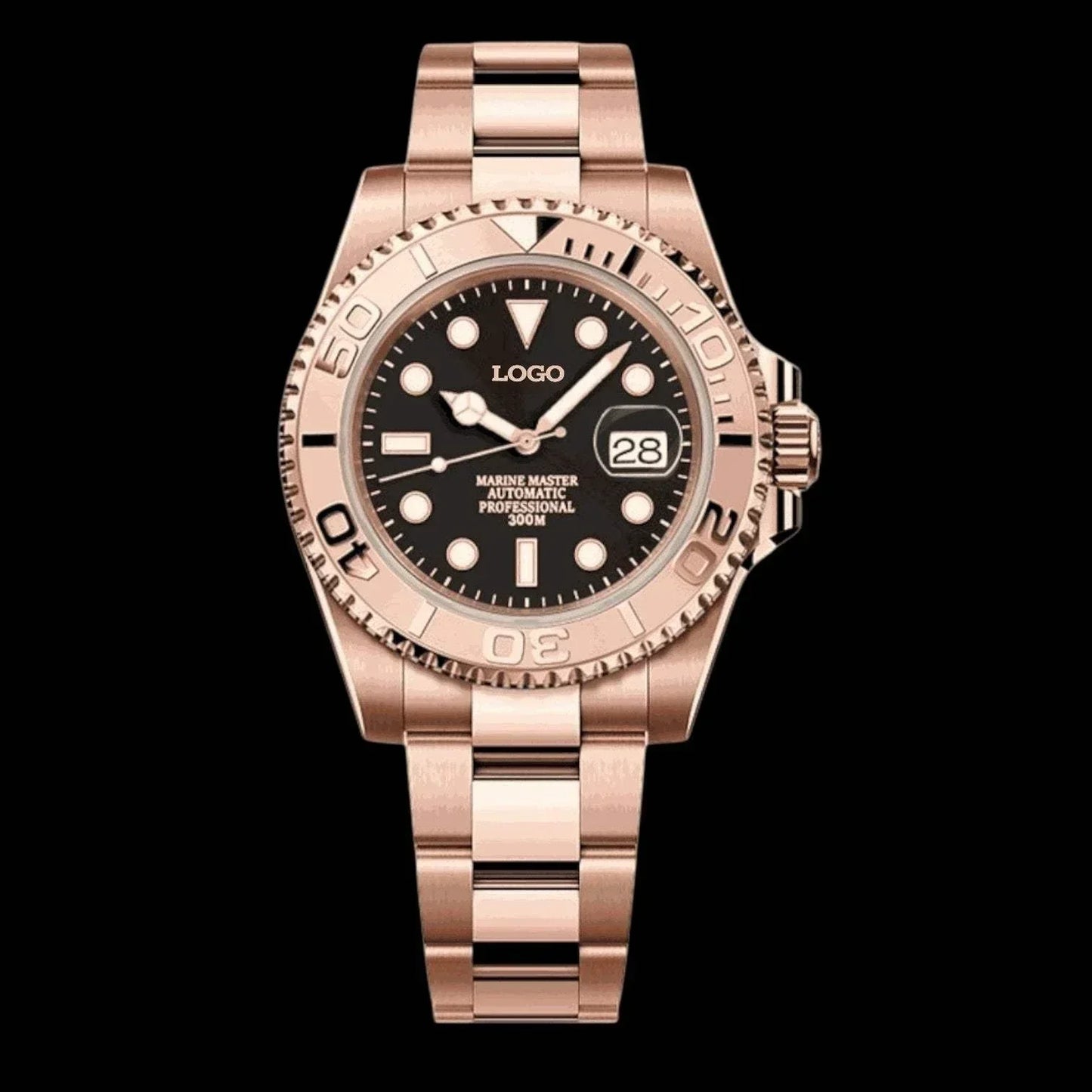 Seikmaster Rose Gold Diver Mod watch by Modtime with sapphire crystal and NH35 automatic movement