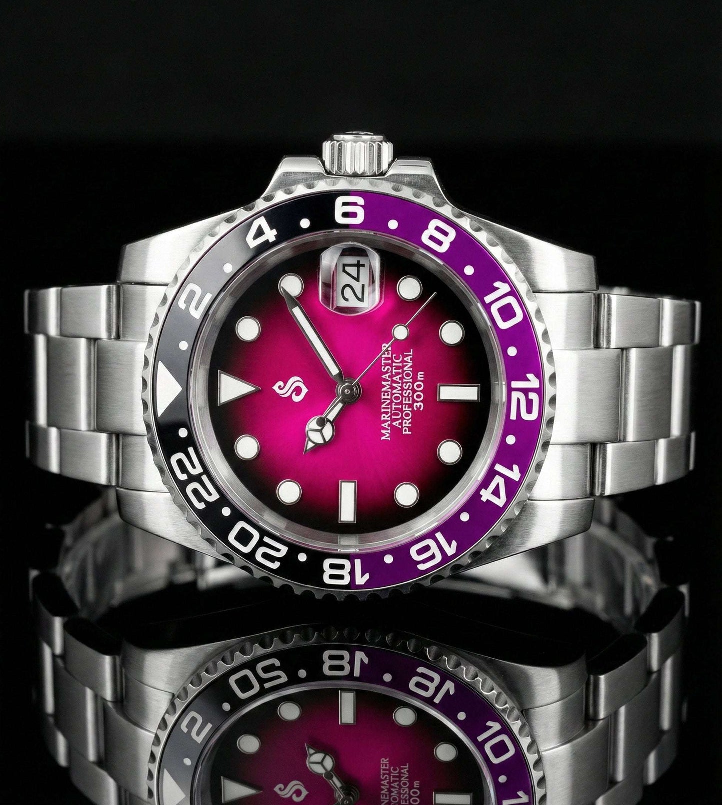Seiko Mod Submariner Joker " Mod Series - Fuchsia Purple Dial - Modtime with NH35 automatic movement