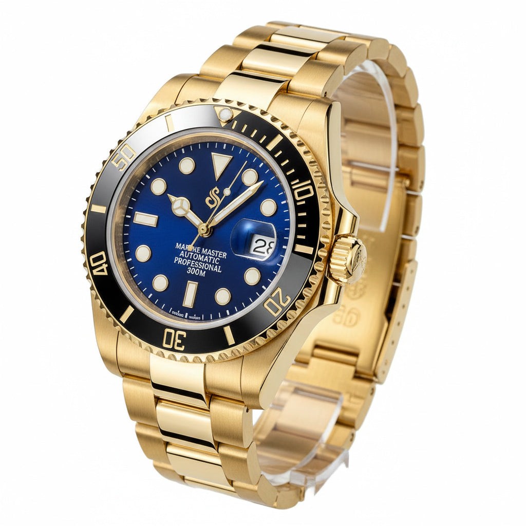 SeikMariner Blue Jeans Seiko Mod diver watch with blue dial and stainless steel case by Modtime Creations