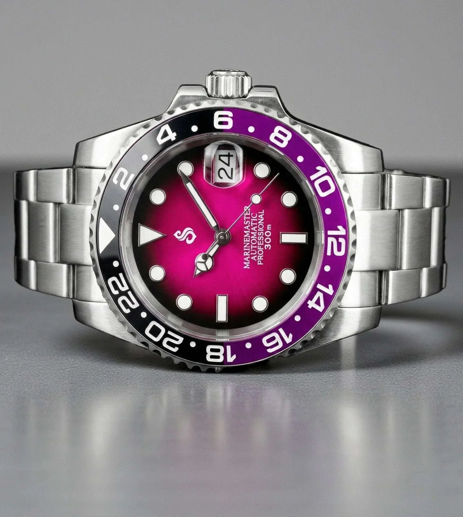 Seiko Mod Submariner Joker " Mod Series - Fuchsia Purple Dial - Modtime with NH35 automatic movement