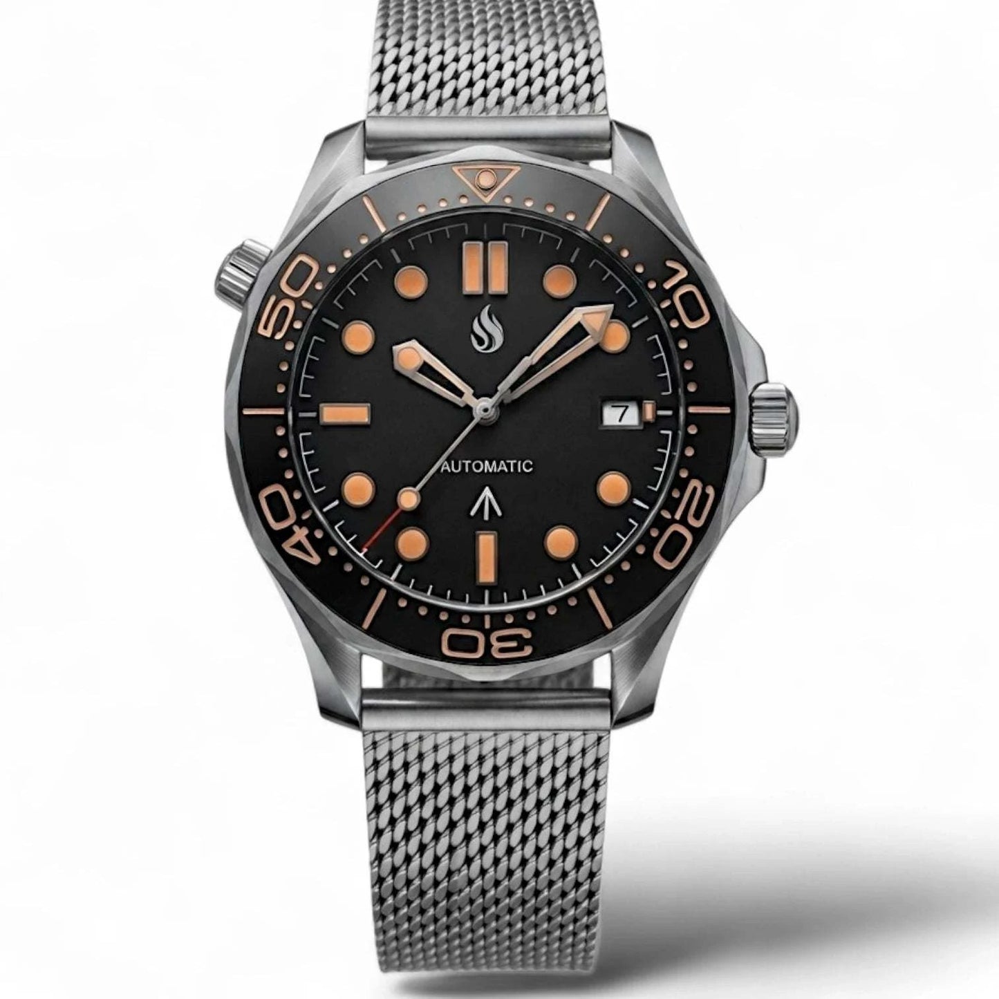 Seiko Mod seamaster James Bond 007 homage black dial luxury watch at Modtime Creations 