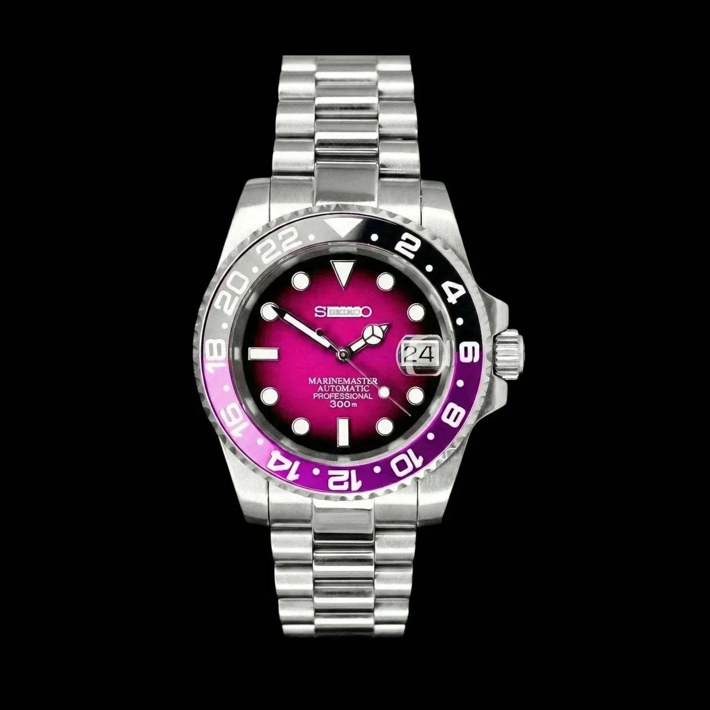 Seiko Mod Submariner Joker " Mod Series - Fuchsia Purple Dial - Modtime with NH35 automatic movement