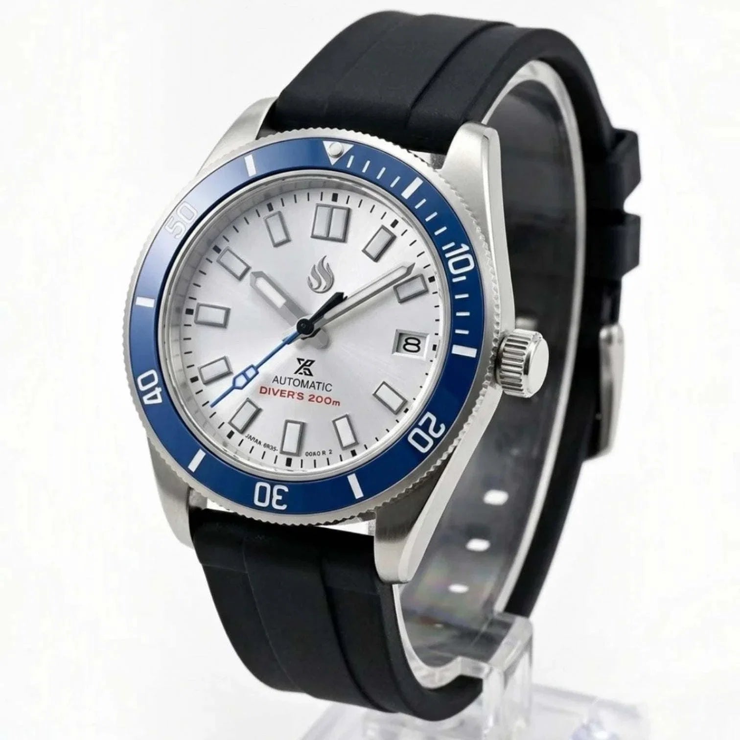 Seiko Mod watches Tudor Pelagos submariner fusion with Blue Bezel and white dial built by Modtime Creations 