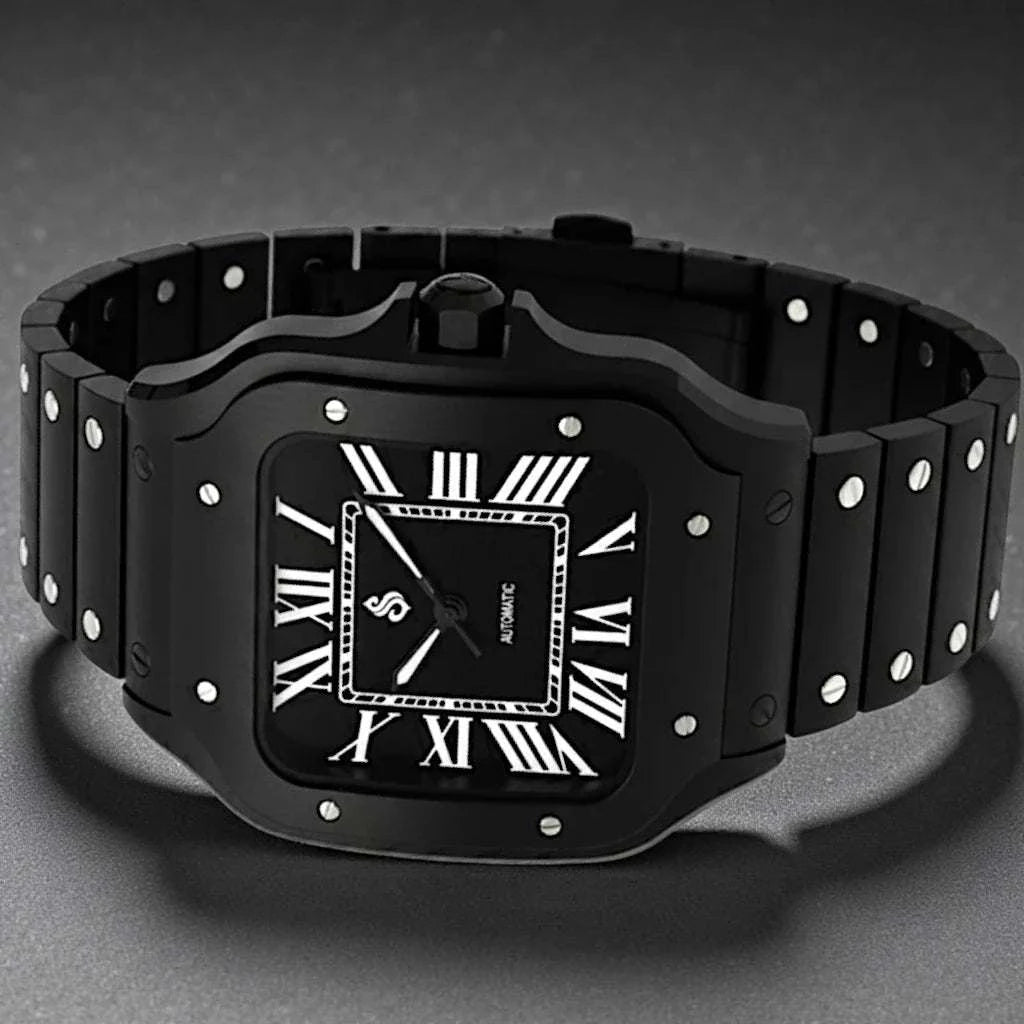 Santeiko Blackout Mod luxury Seiko watch with classic dial and sapphire crystal glass