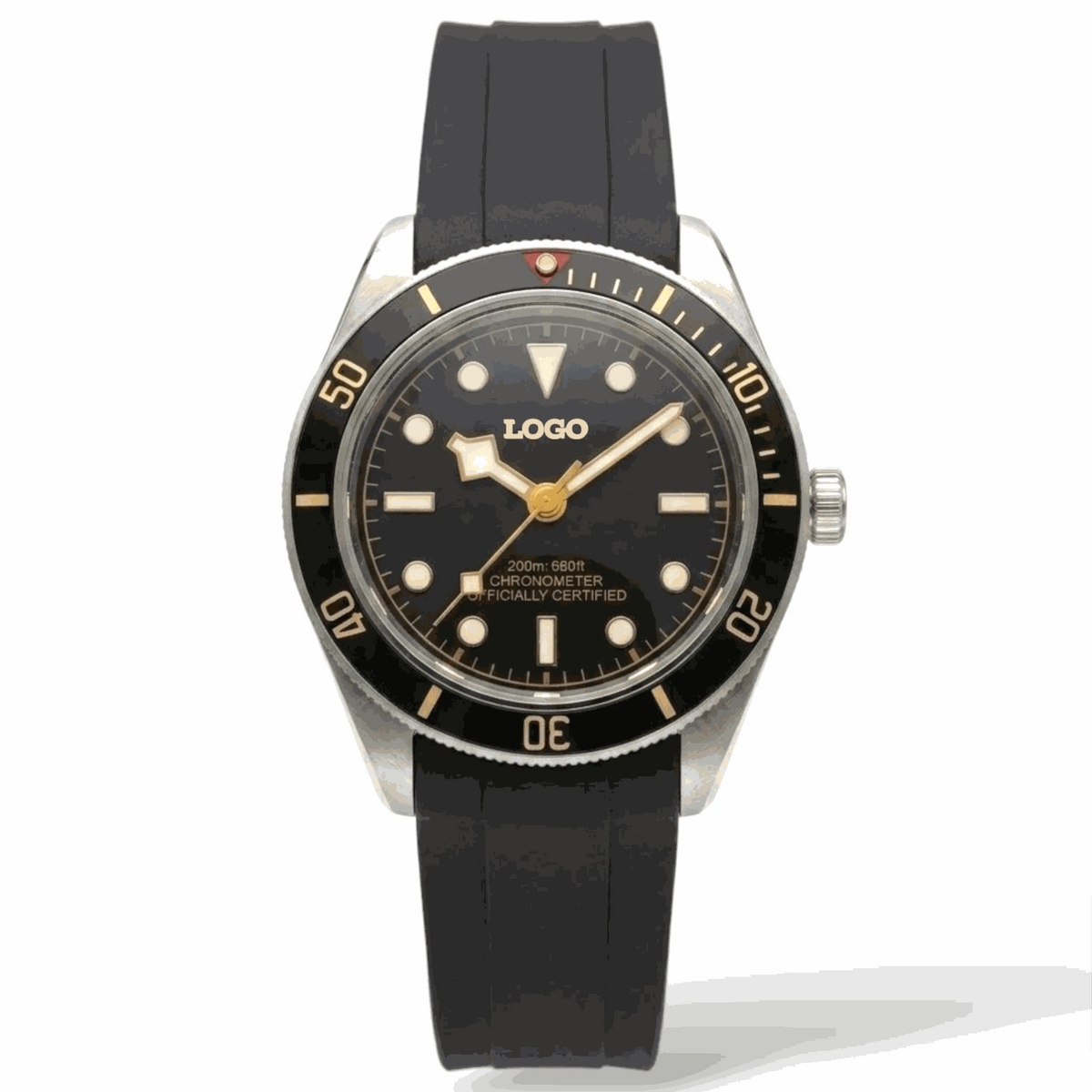 Vintage 39 MM Gold Black Diver Watch Mod Watch Series - Modtime Creations