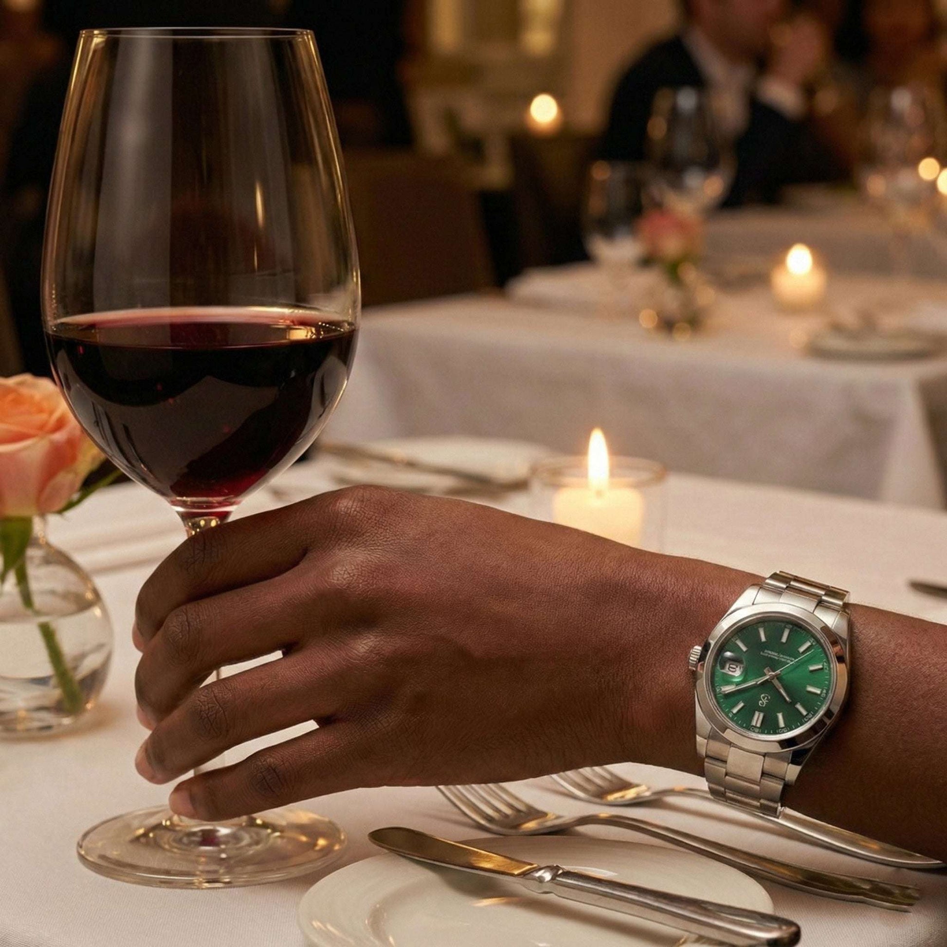 Seiko mod watch with emerald green dial and date window by Modtime Creations