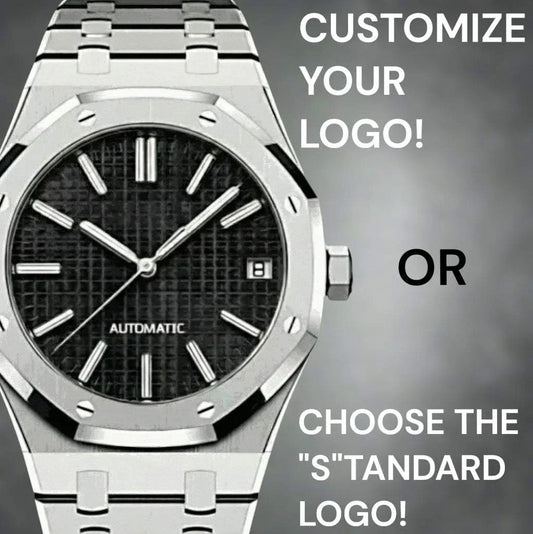 SeiOak Black Dial Seiko Mod luxury watch with stainless steel case and sapphire crystal by Modtime Creations