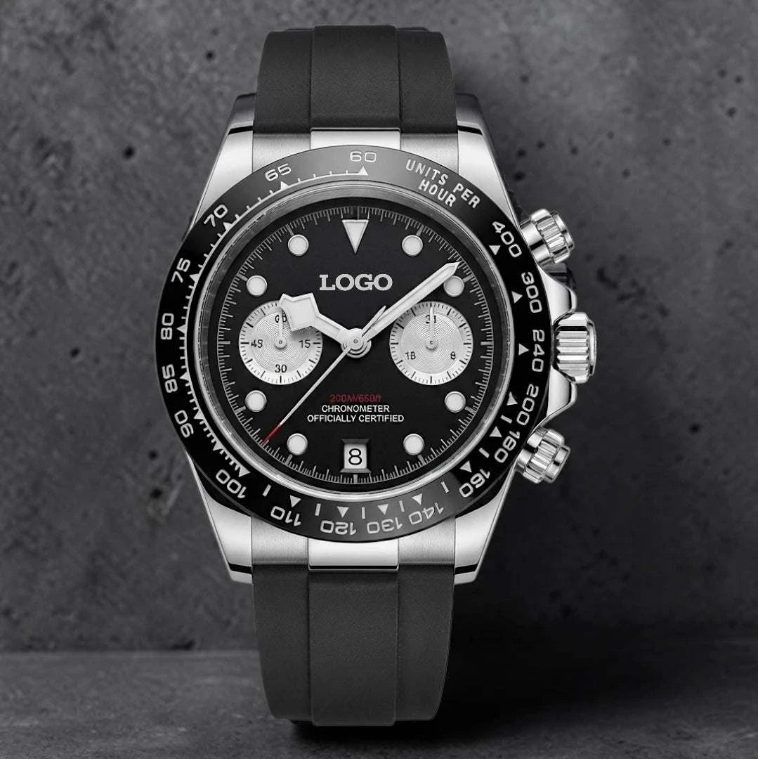 SeikDor Black Silver Dial Chronograph Mod Watch - Modtime Creations