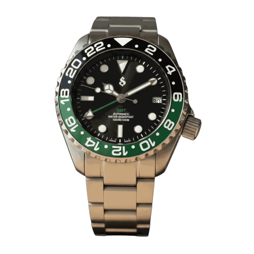 SeikMaster 42mm Seiko Mod SKX GMT Diver watch with green and black "Sprite" dial by Modtime Creations