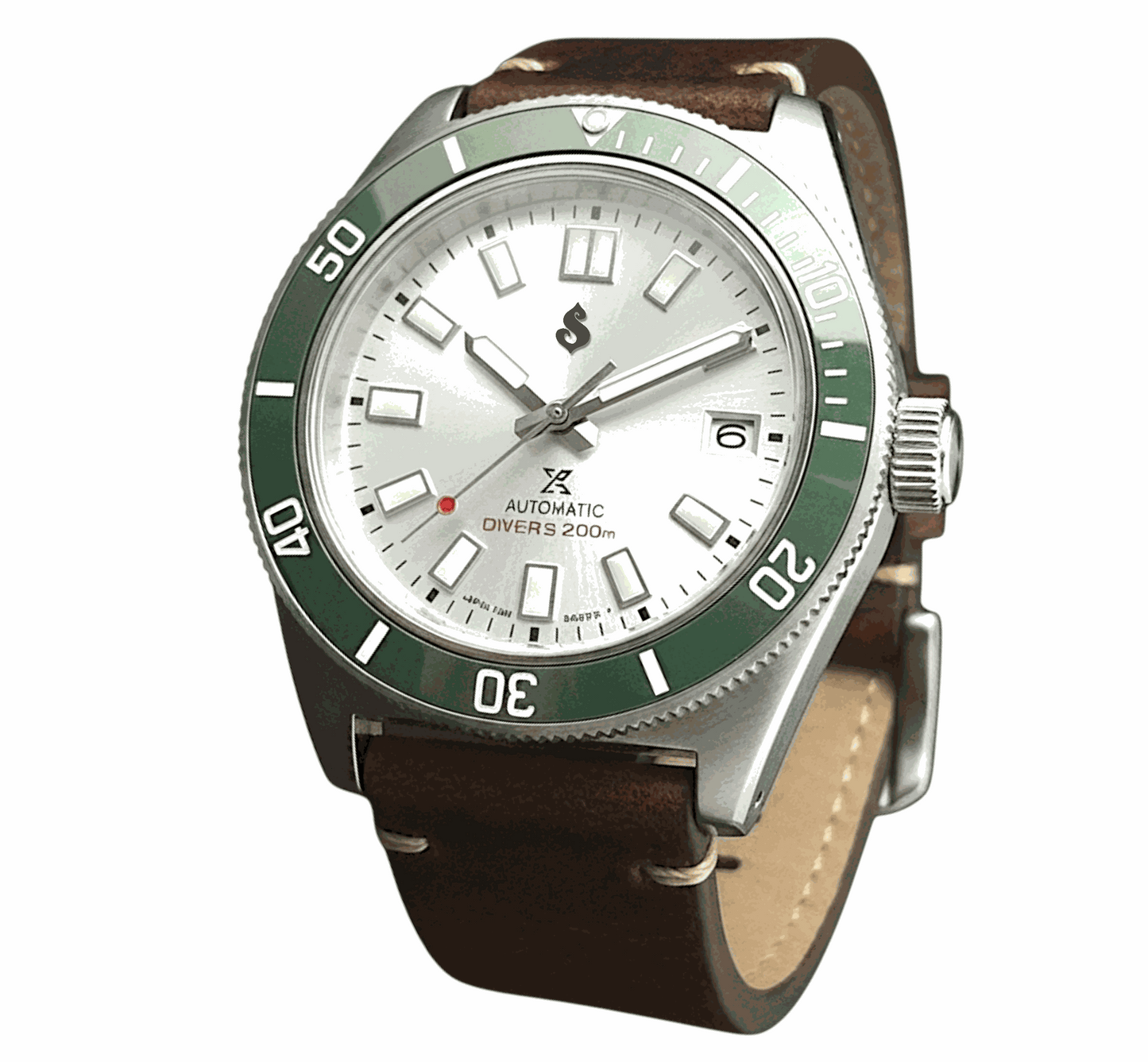 SeikMariner Green White Diver Vintage Mod - Modtime