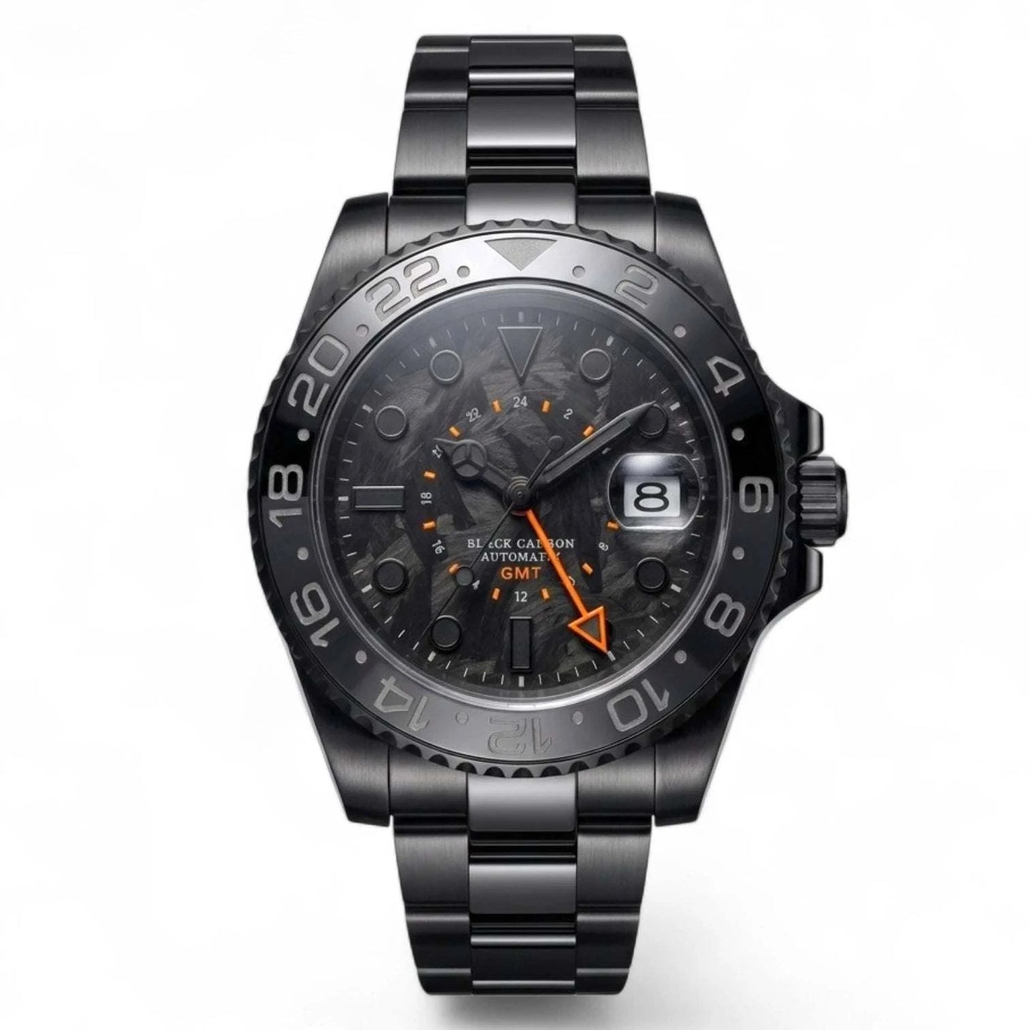 SeikMariner Carbon Fiber Black Orange Stealth GMT Mod Watch