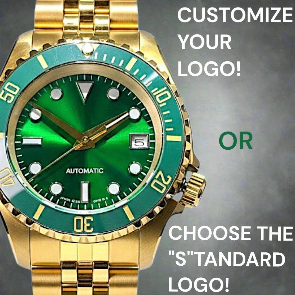 Seiko Mod Submariner Green Gold luxury diver watch with NH35 automatic movement and sapphire crystal