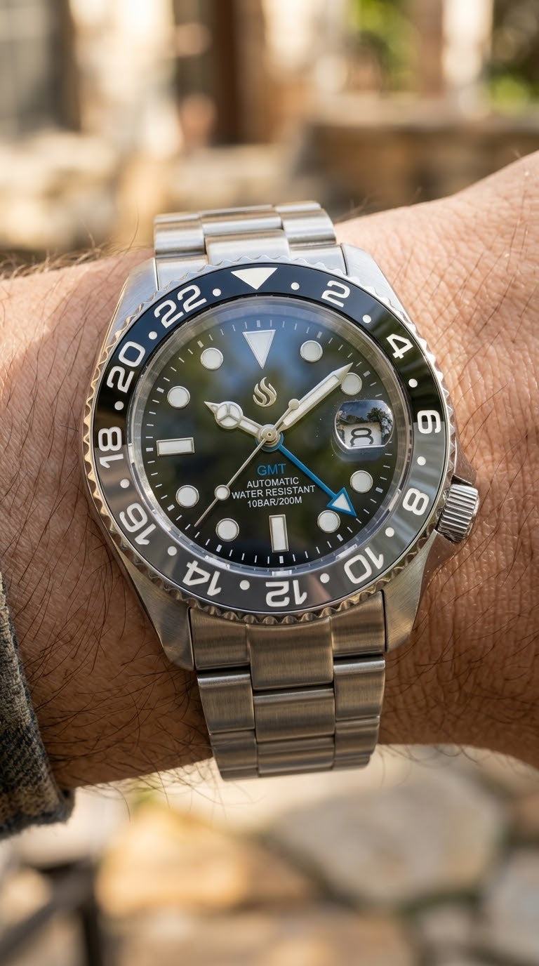 SeikMariner 42 MM SKX Black Grey " B Wayne" GMT Mod Watch Series - Modtime Creations