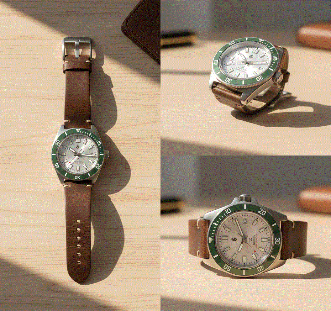 SeikMariner Green White Diver Vintage Mod - Modtime