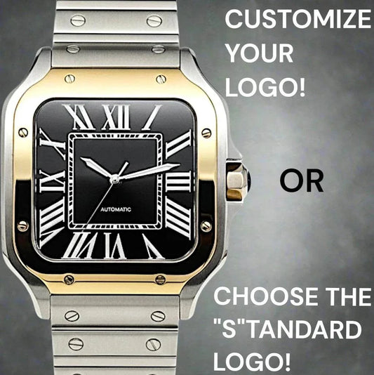 Santieko Seiko Mod two-tone luxury watch with black dial and stainless steel case