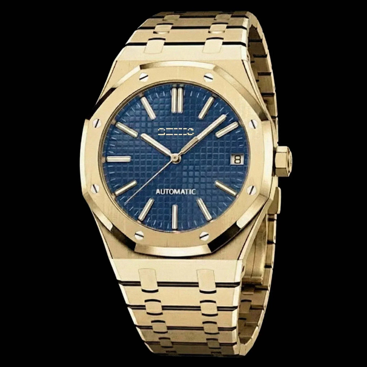 Seiko Mod Royal Oak Luxury watch with blue dial and stainless steel case by Modtime Creations