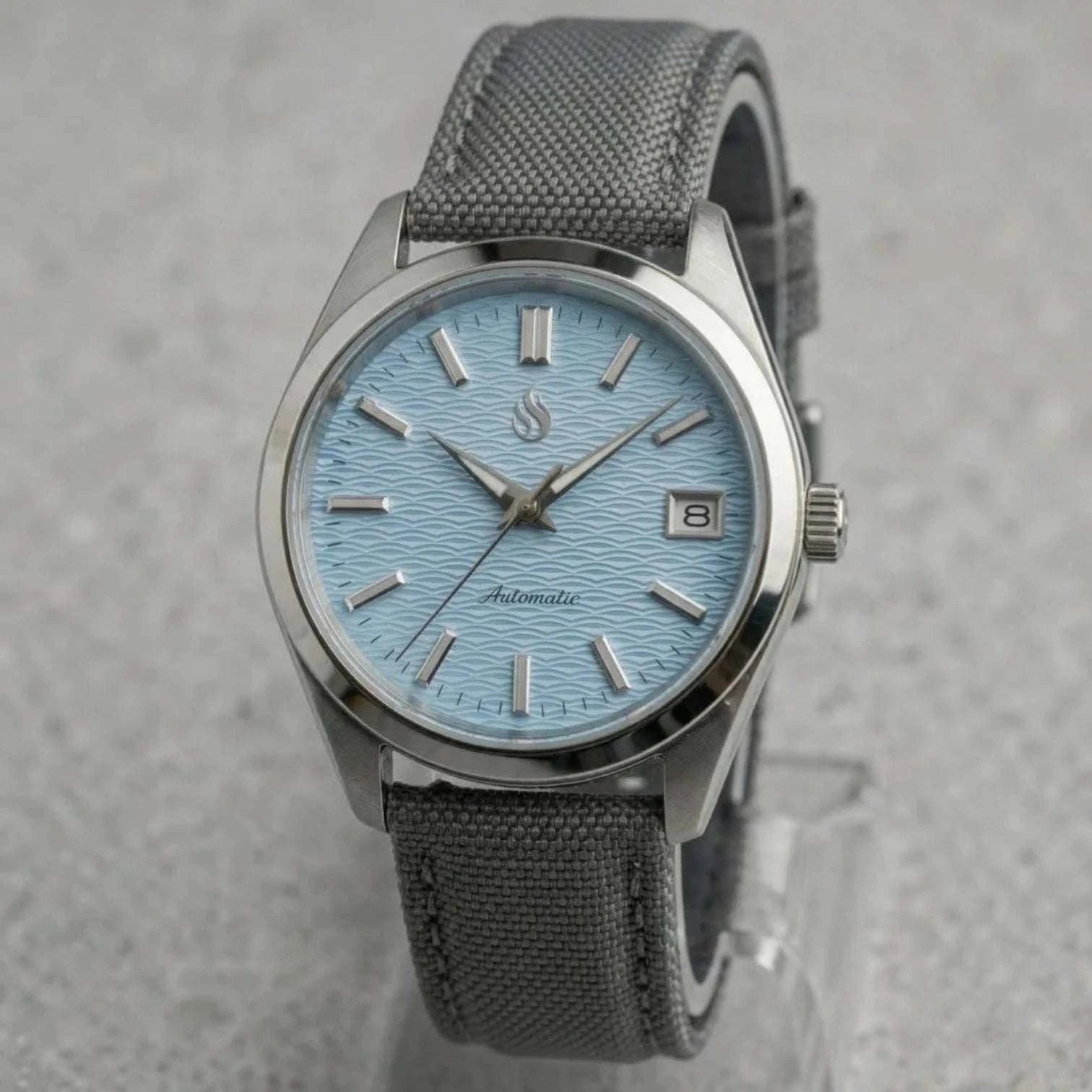 Seiko Mod Watch Silver light blue wave dial Datejust by Modtime Creations