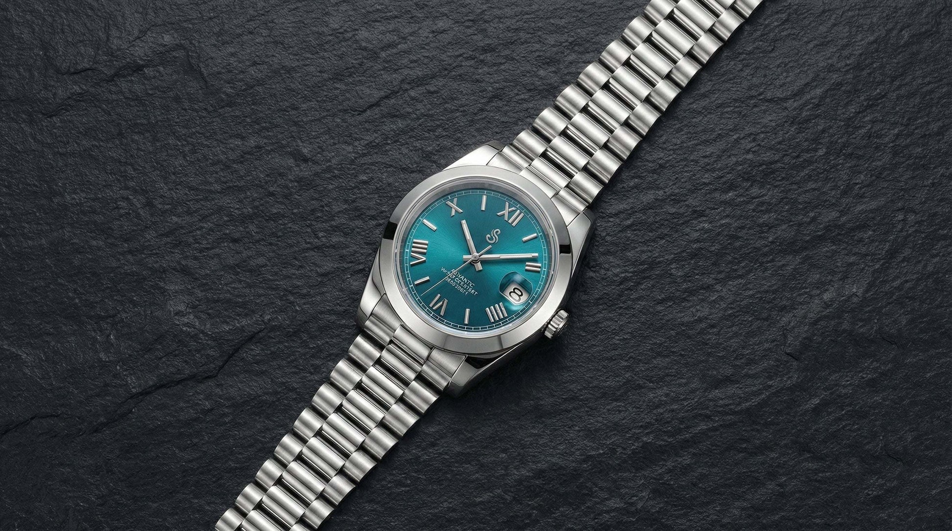 SeikJust Date Window watch with tiff blue Roman numeral dial and NH35 automatic movement by Modtime Creations