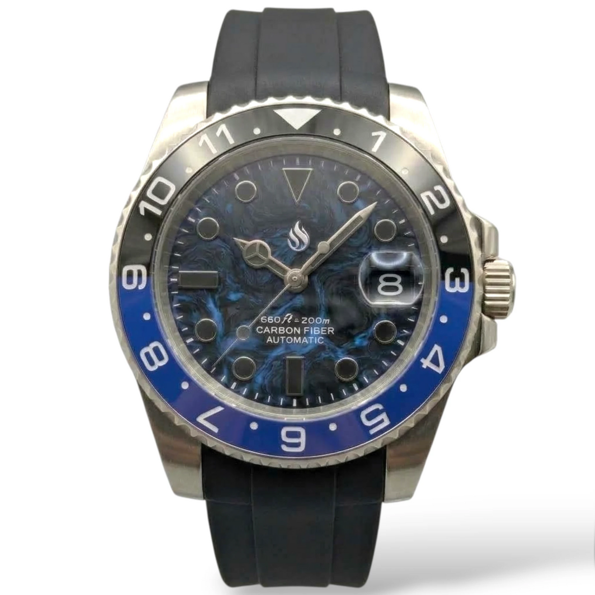 SeikMariner  "Black Blue Carbon Fiber" Mod Watch Diver Series - Modtime Creations