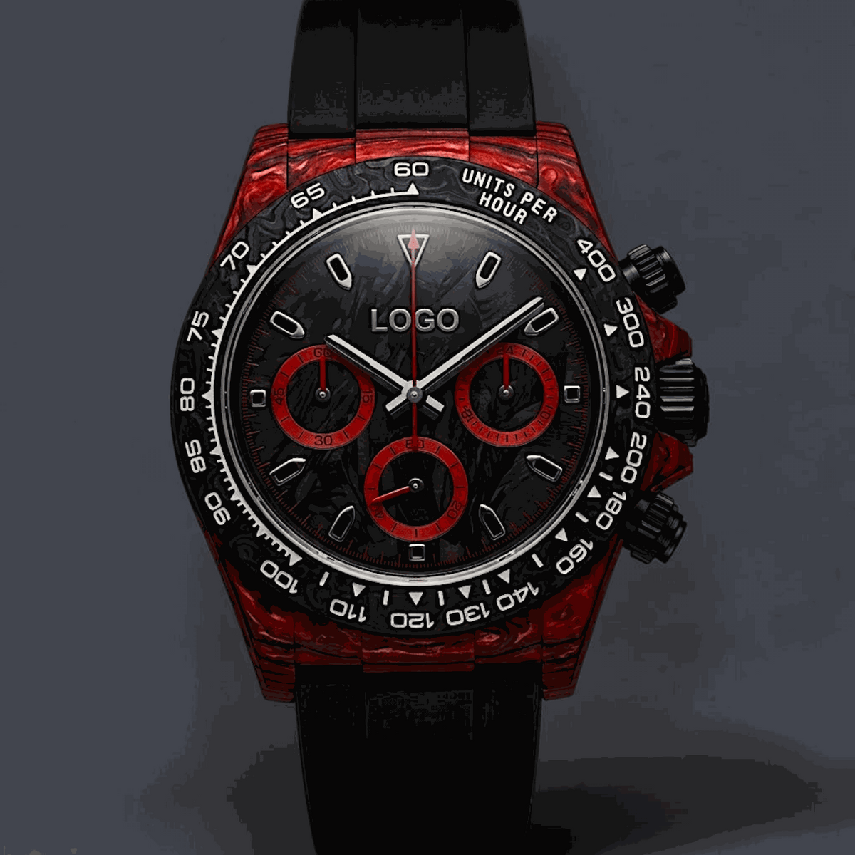 Seitona Mod Red Black Full Carbon Fiber Stealth Watch - Modtime