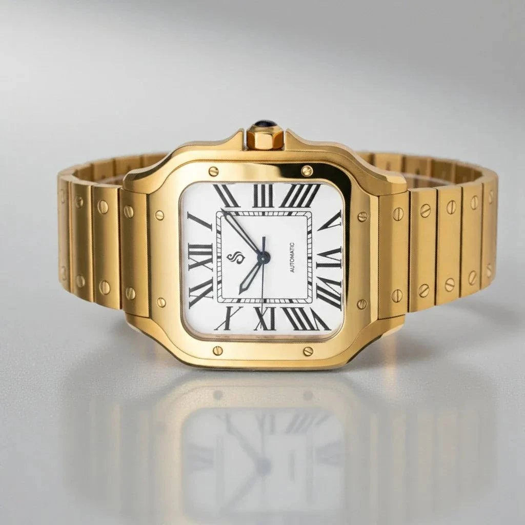 Santeiko gold case classic white dial Seiko Mod watch by Modtime Creations