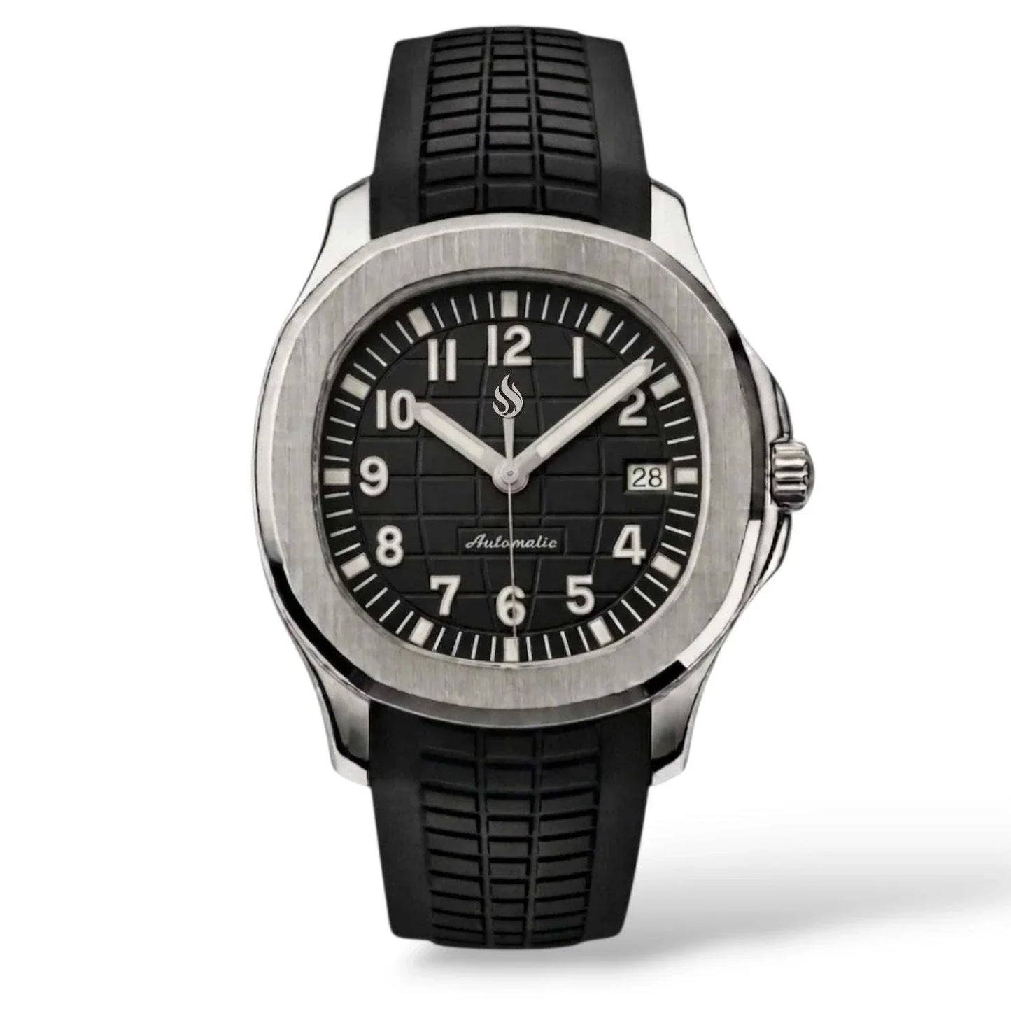 Seiko Mod Watch Nautilus Black Silver Series with NH35 automatic movement and sapphire crystal
