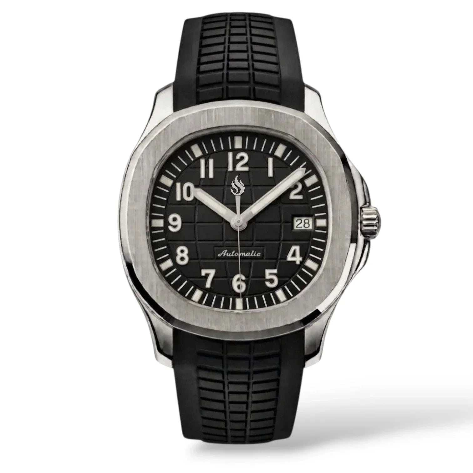 Seiko Mod Watch Nautilus Black Silver Series with NH35 automatic movement and sapphire crystal
