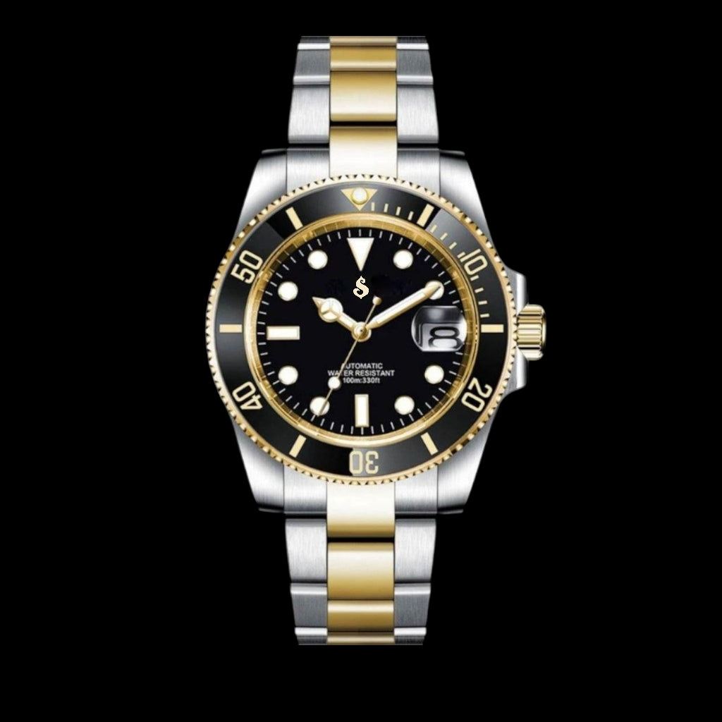 S Mod Black Gold Two - Tone Seikmariner Diver Series - Modtime - MODTIME