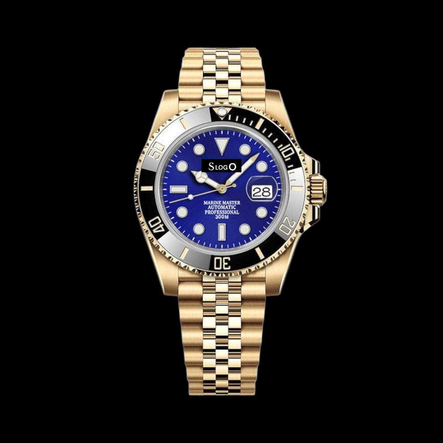 Seiko Mod Watches SubMariner Gold Diver Homage - Batman Series - No Date - Modtime Creations