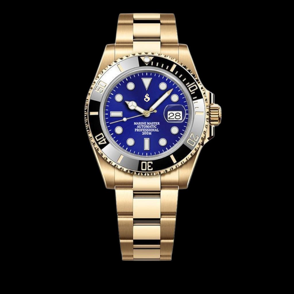 Seiko Mod Watches SubMariner Gold Diver Homage - Batman Series - No Date - Modtime Creations