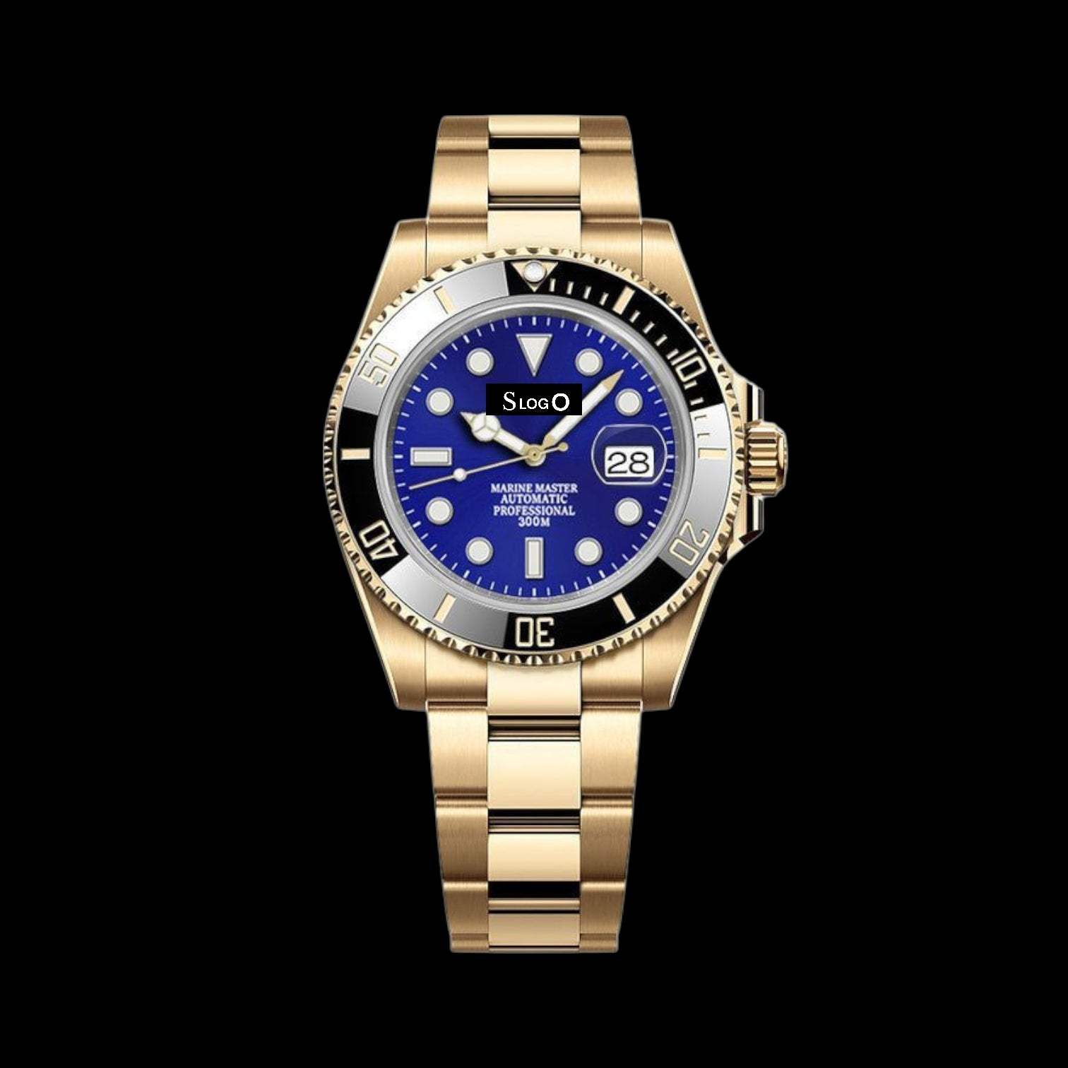 Seiko Mod Watches SubMariner Gold Diver Homage - Batman Series - No Date - Modtime Creations
