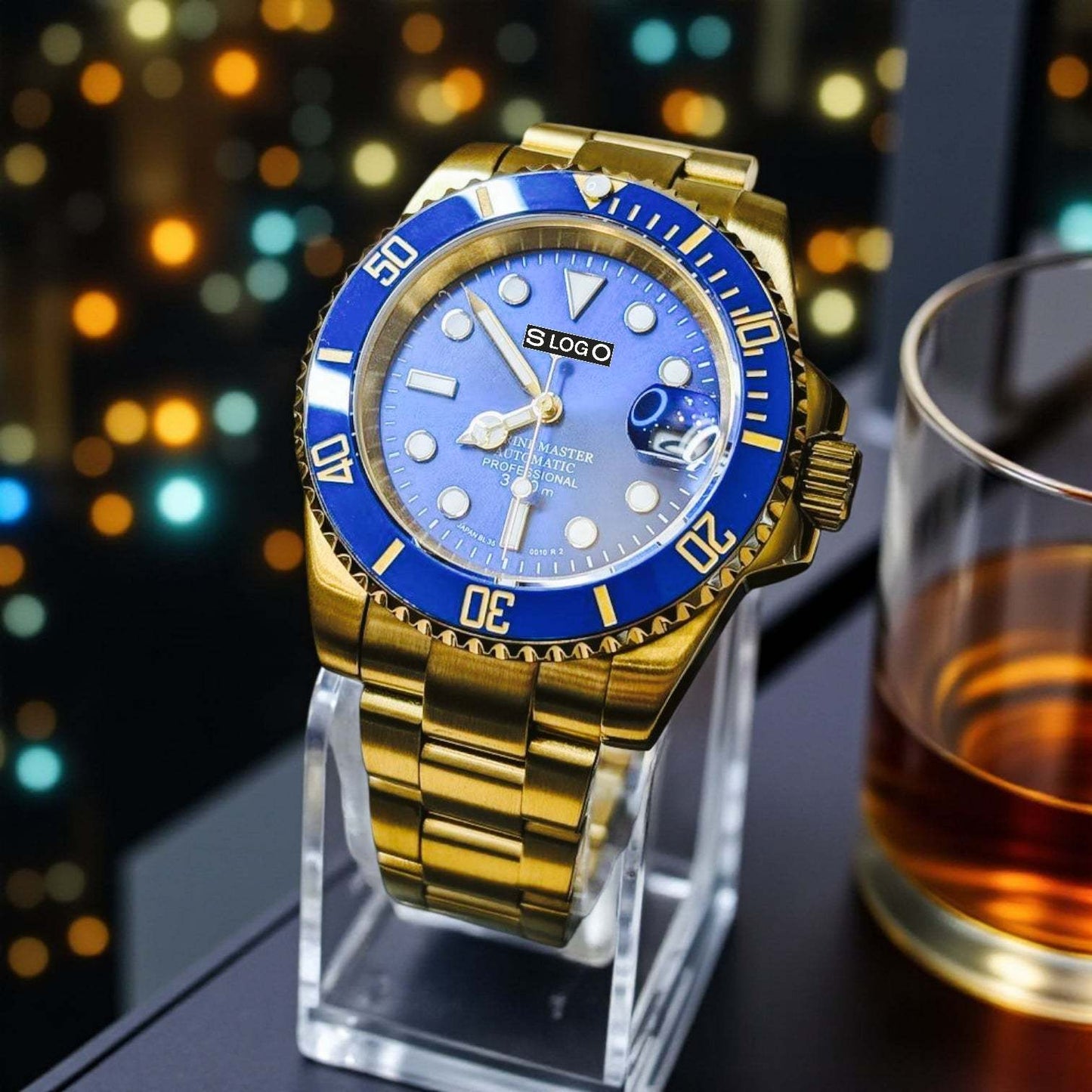 Seiko Mod watches Submariner aka Seikomariner  Blue Dial " Goldie Smurf " Series - Modtime 
