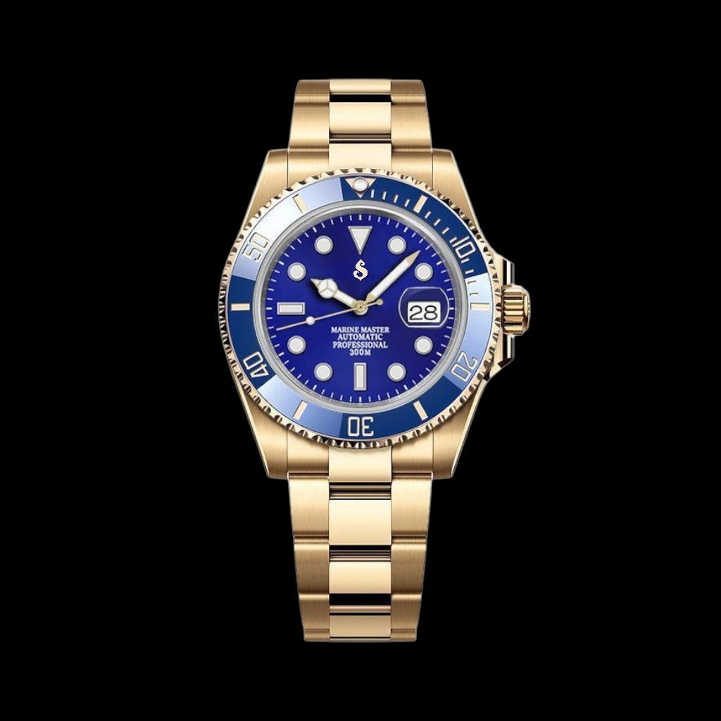 Seiko Mod watches Submariner aka Seikomariner  Blue Dial " Goldie Smurf " Series - Modtime 