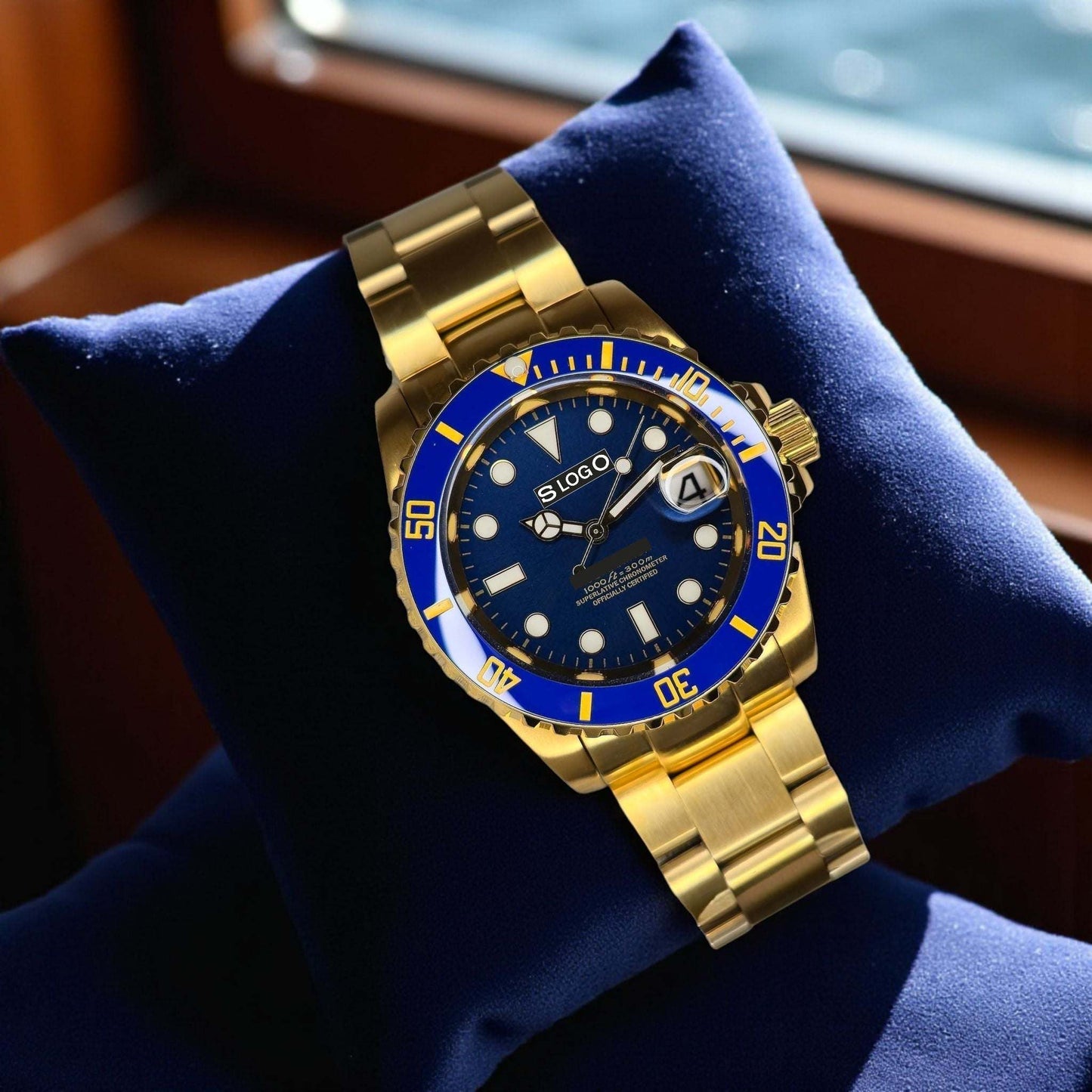 Seiko Mod watches Submariner aka Seikomariner  Blue Dial " Goldie Smurf " Series - Modtime 