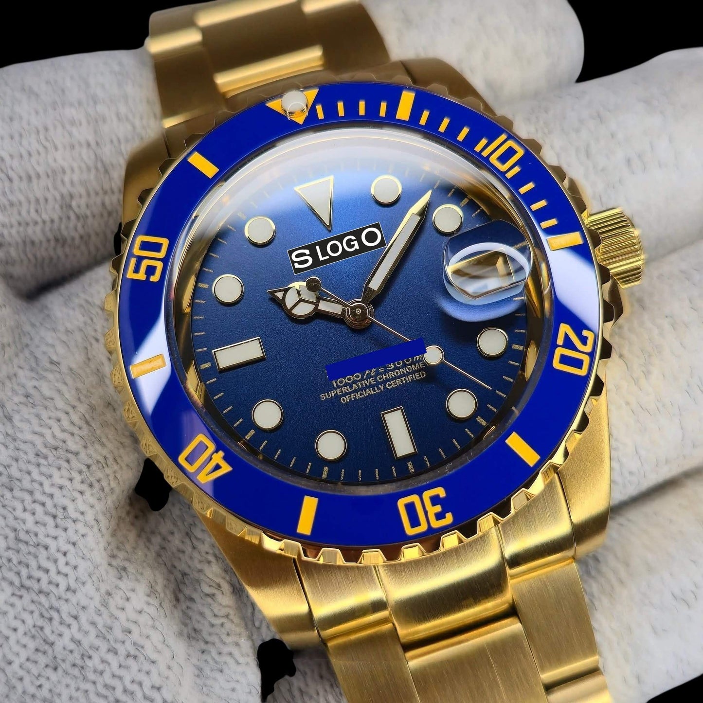 Seiko Mod watches Submariner aka Seikomariner  Blue Dial " Goldie Smurf " Series - Modtime 