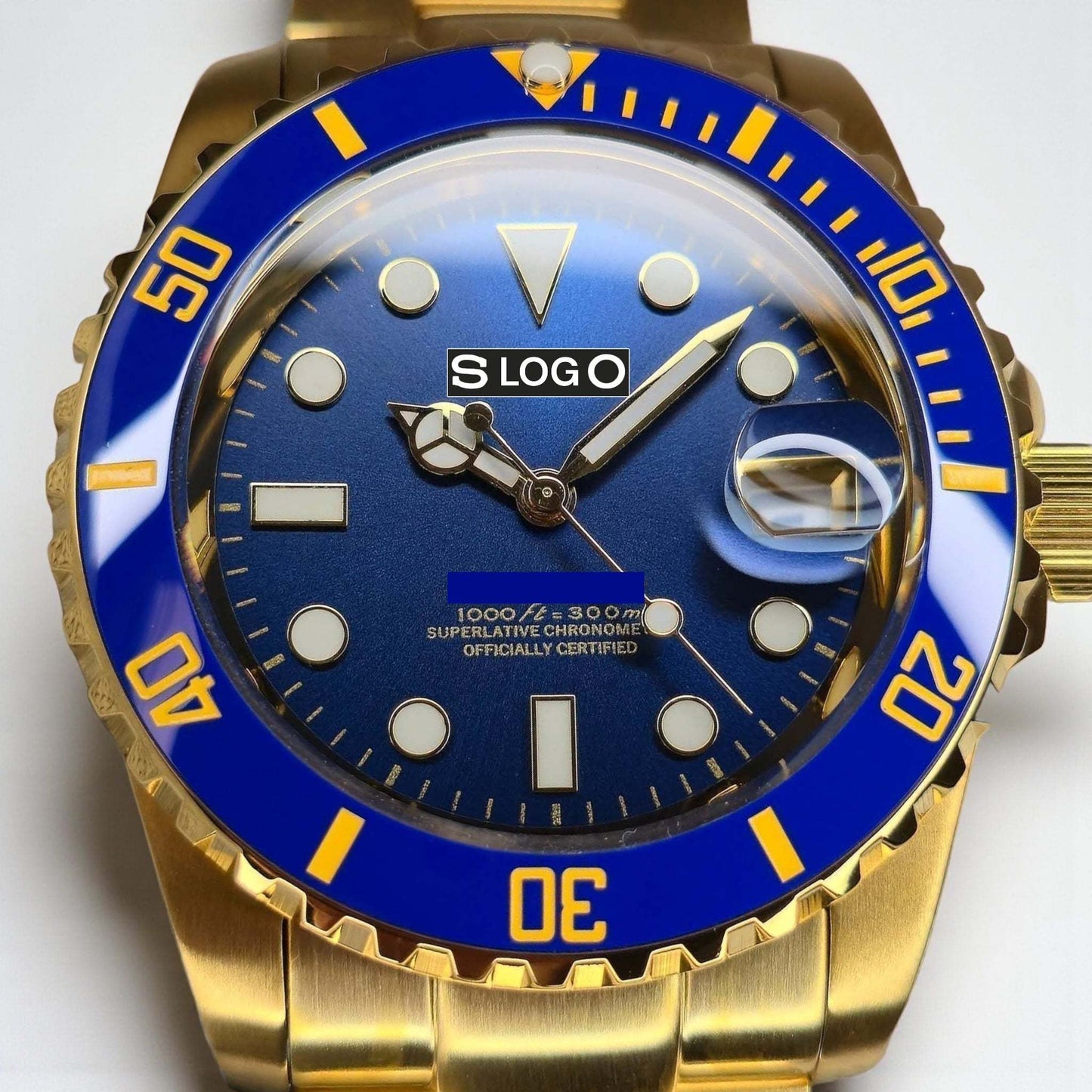 Seiko Mod watches Submariner aka Seikomariner  Blue Dial " Goldie Smurf " Series - Modtime 