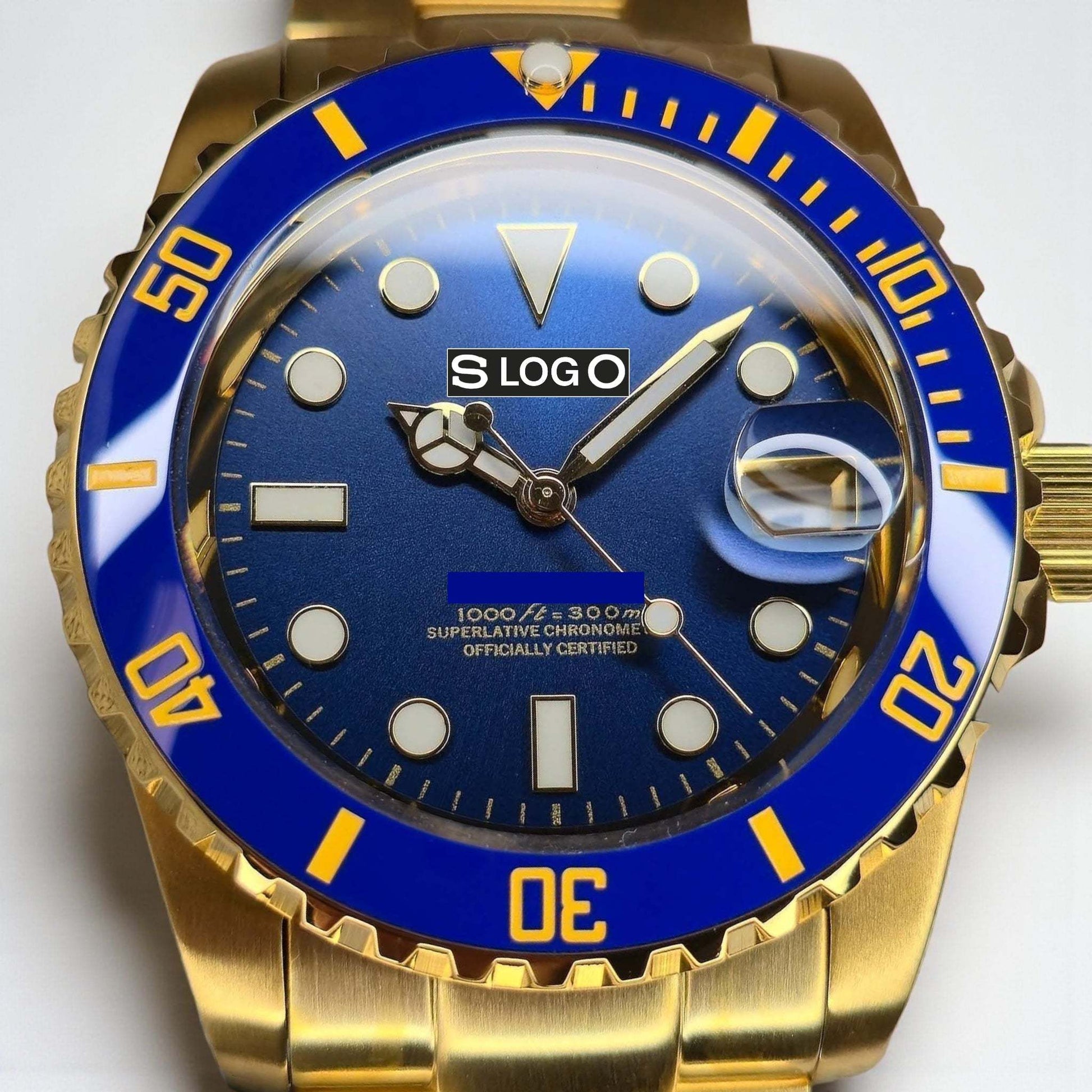 Seiko Mod watches Submariner aka Seikomariner  Blue Dial " Goldie Smurf " Series - Modtime 