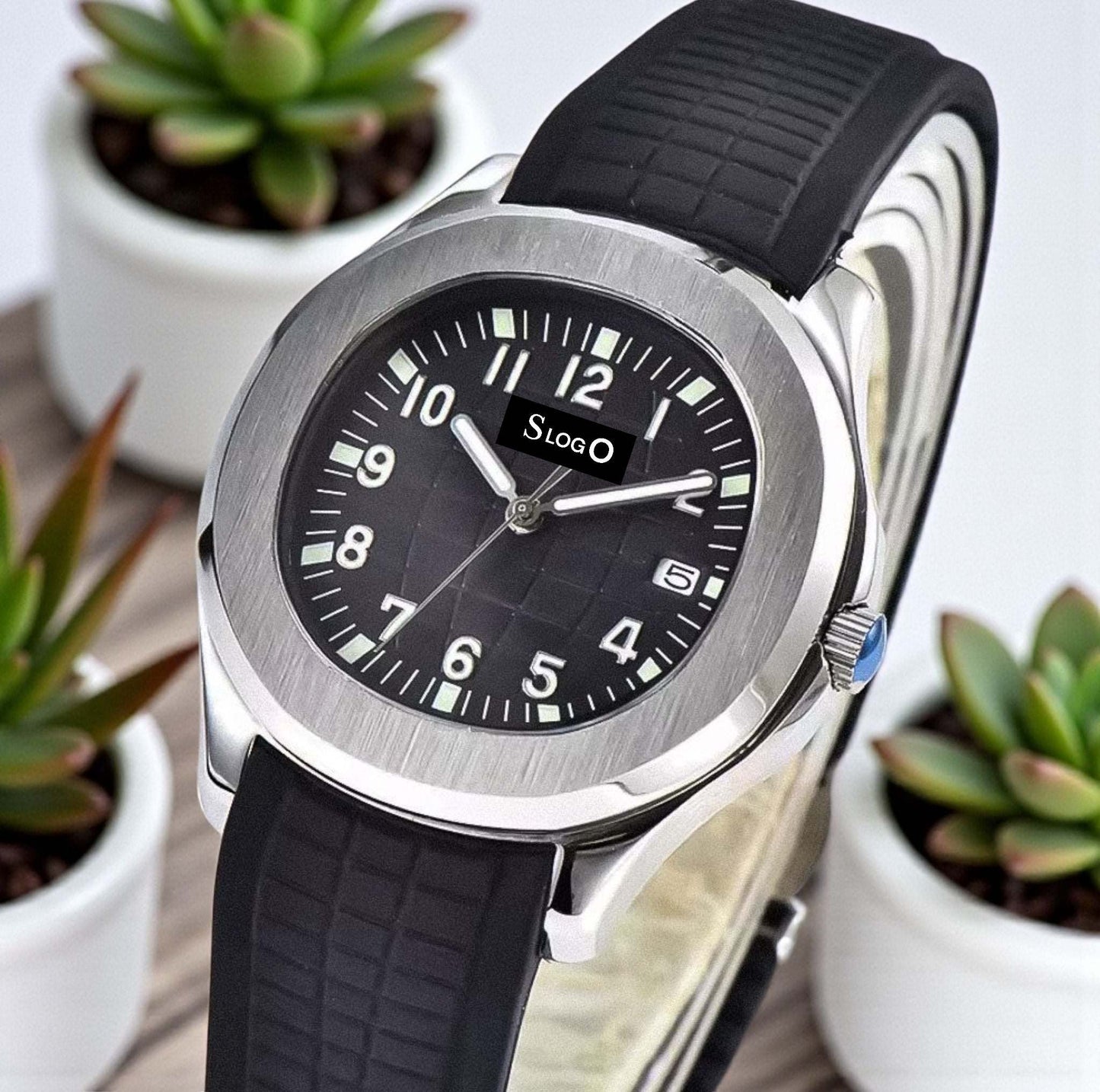 Seiko Mod Watch Black Silver Aquanaut aka SeikoNaut Series - Modtime Creations