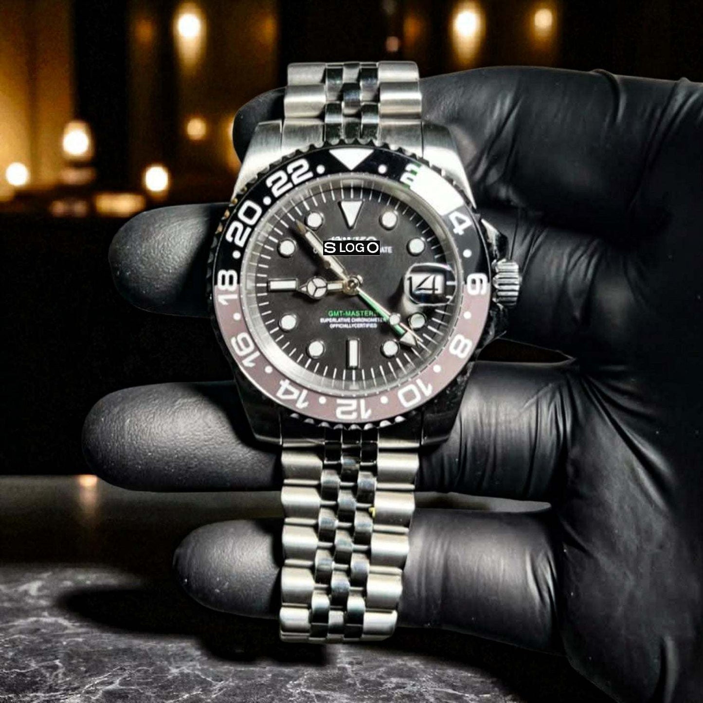 Seiko Mod GMT Master Submariner - " Bruce Wayne " Grey Black - Modtime Creations