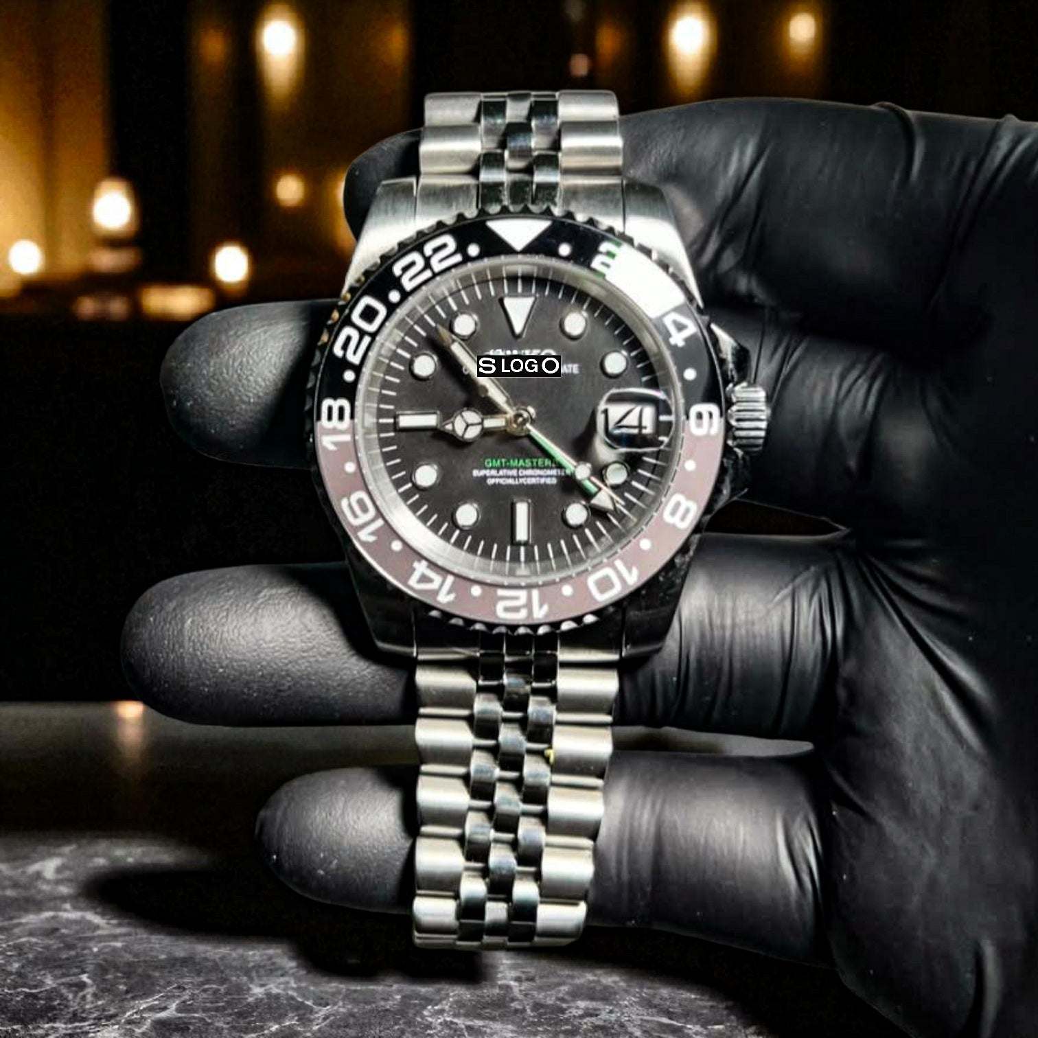 Seiko Mod GMT Master Submariner - " Bruce Wayne " Grey Black - Modtime Creations