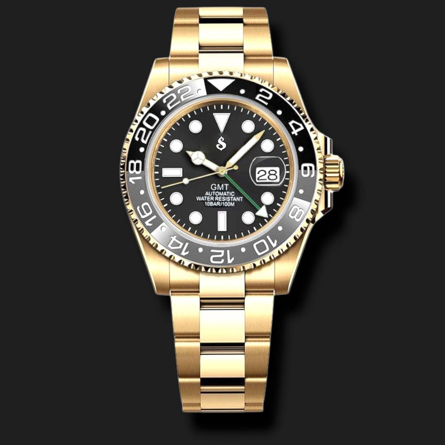 Seiko Mod Gold GMT- " Bruce Wayne " Grey Black - Modtime