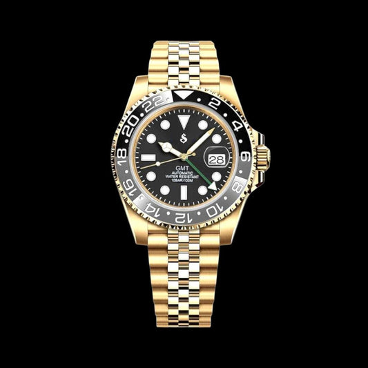 S Mod Custom Gold GMT "B Wayne" Grey Black Series - MODTIME