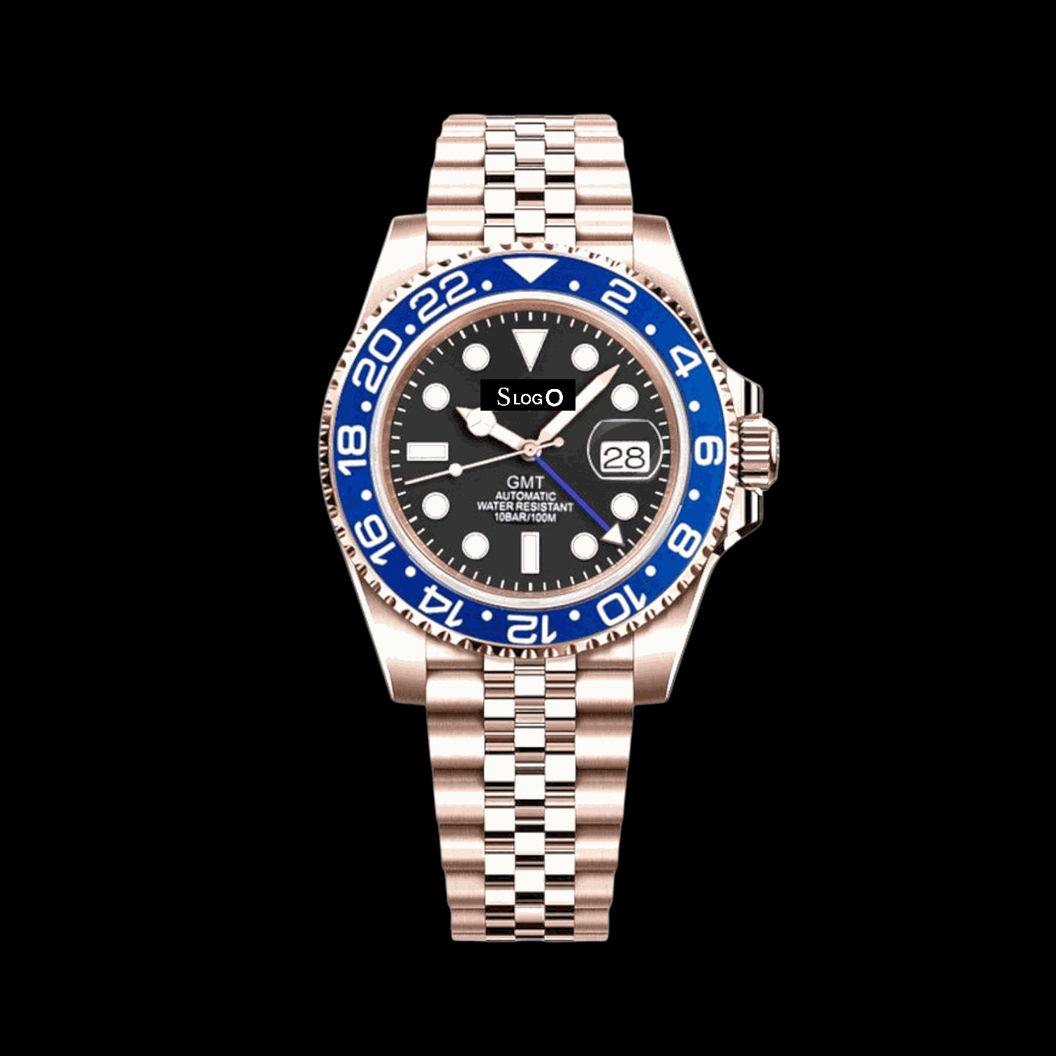 Seiko Mod Watches Rose Gold Blue GMT Master - Modtime Creations 