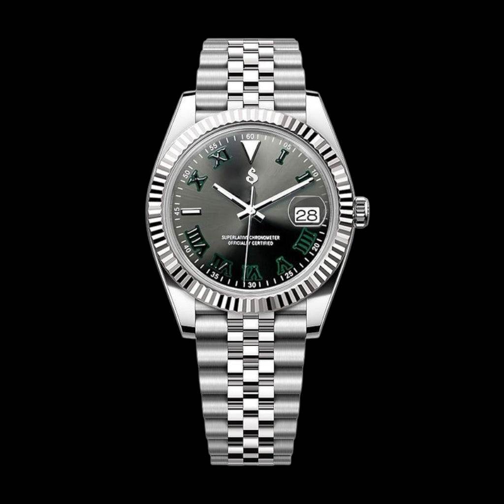 Seiko Mod watches Datejust Silver Grey Date Window " Wimbledon " - Modtime 