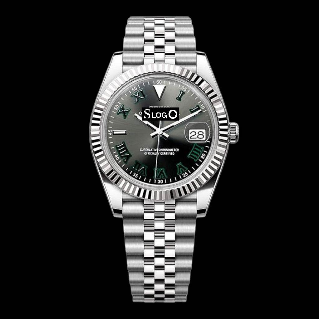 Seiko Mod watches Datejust Silver Grey Date Window " Wimbledon " - Modtime 