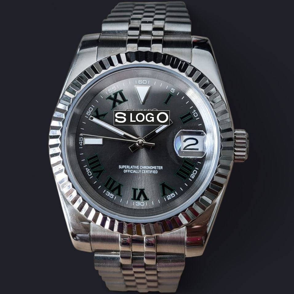 Seiko Mod watches Datejust Silver Grey Date Window " Wimbledon " - Modtime 