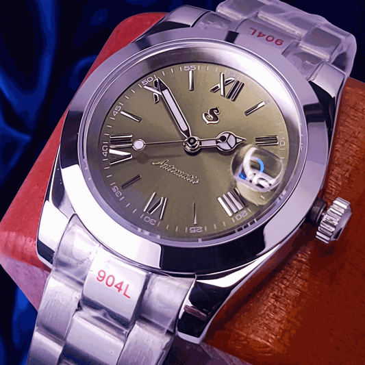 Seiko Mod Datejust Olive Green Roman Numeral Dial - Modtime 