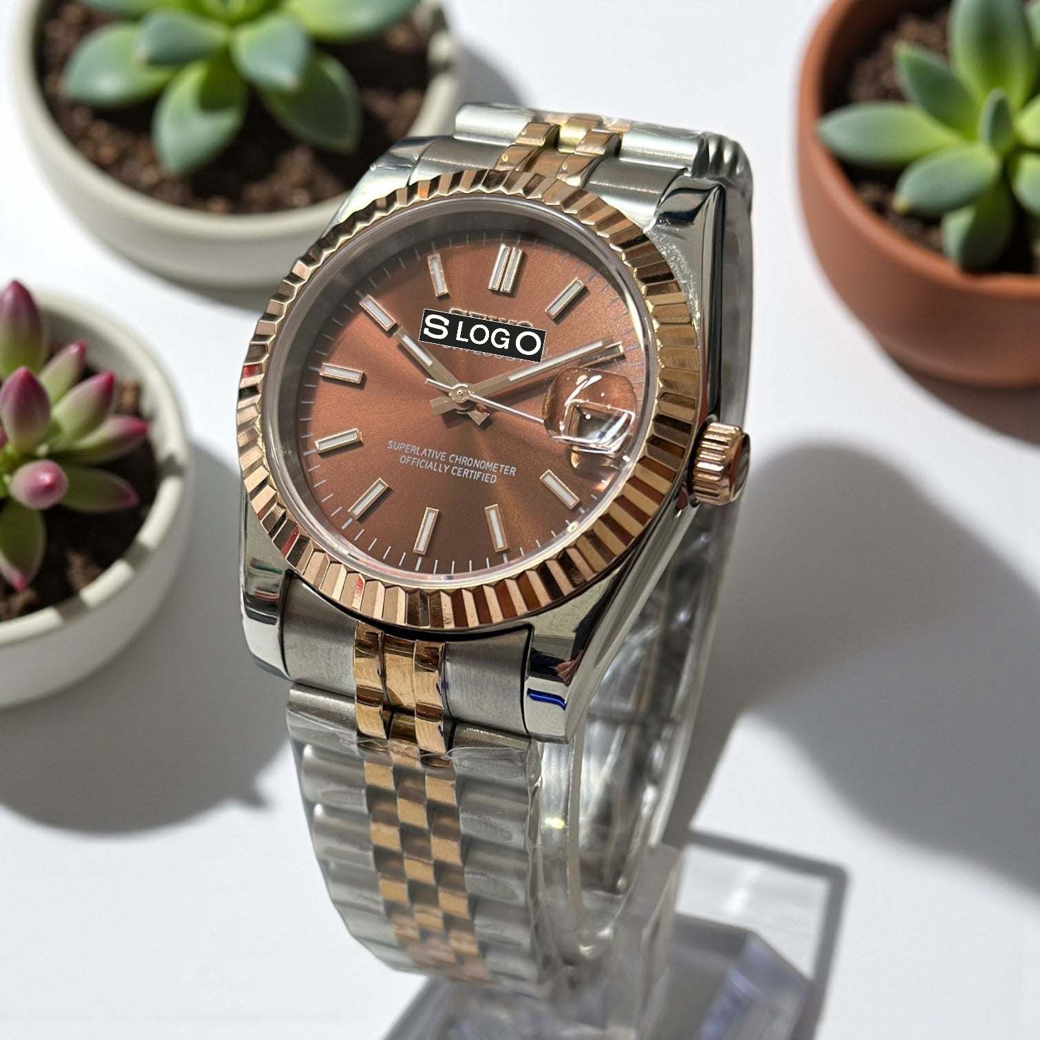 Seiko Mod DateJust aka SeikoJust Two-Tone Chocolate Dial - Modtime