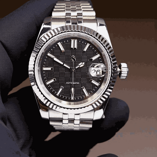 S Mod Date Window DJ Vintage Checkered Black Dial - Timeless - MODTIME