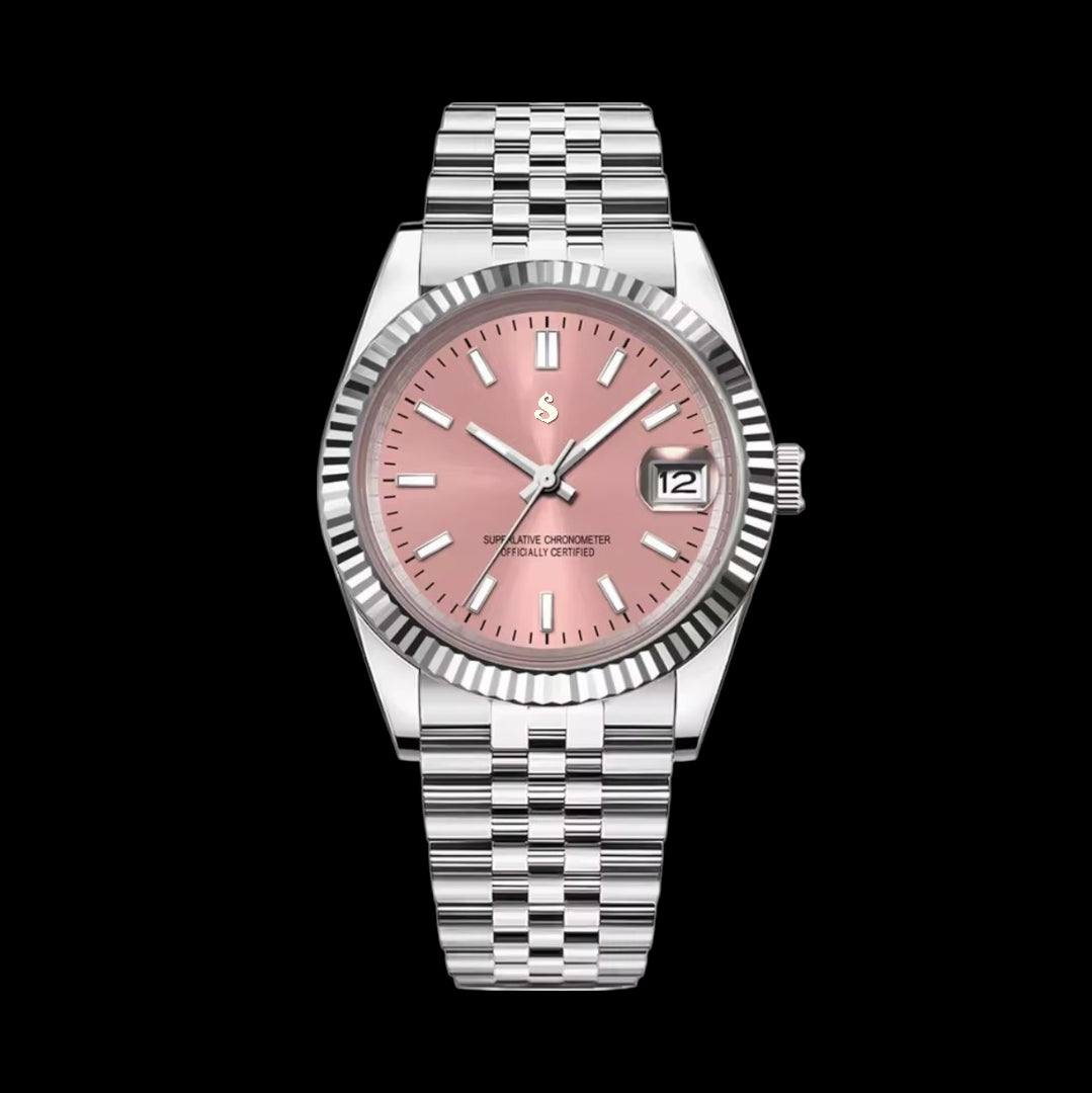 Seiko Mod watch Datejust Pink Salmon Dial - Modtime  Creations